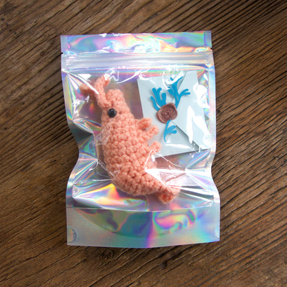 Emotional Support Shrimp Crochet Plush with Certificate Letter – Cute Comfort Gift